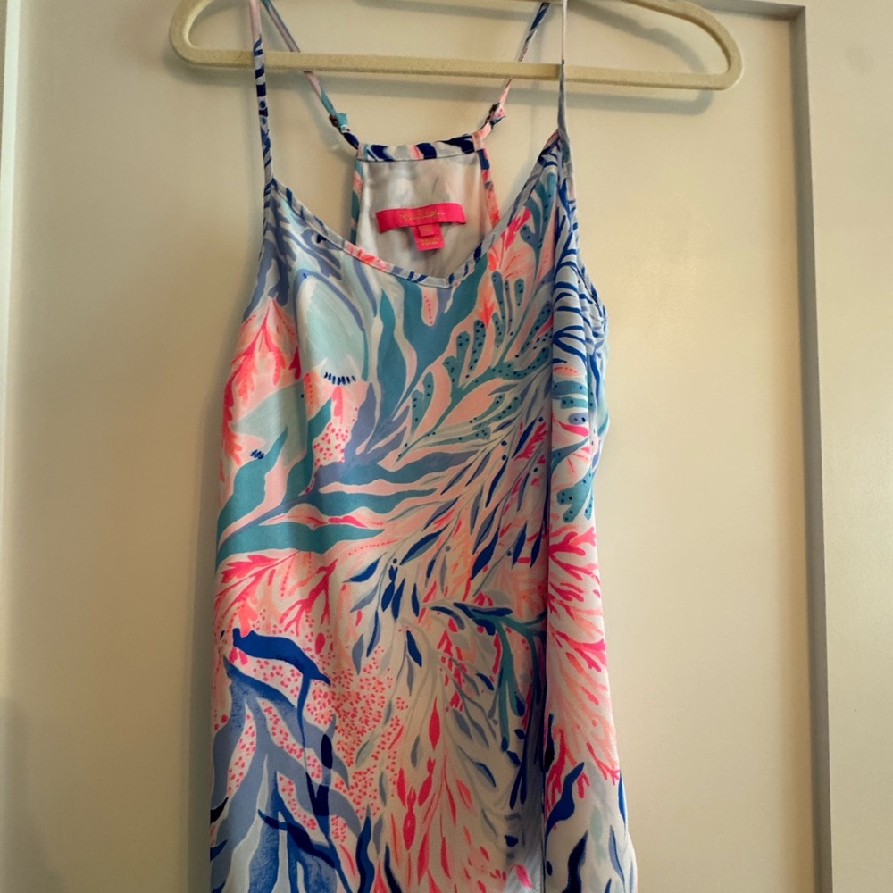Lilly Pulitzer Teal, Pink & Light Blue Printed Spaghetti Strap Dress